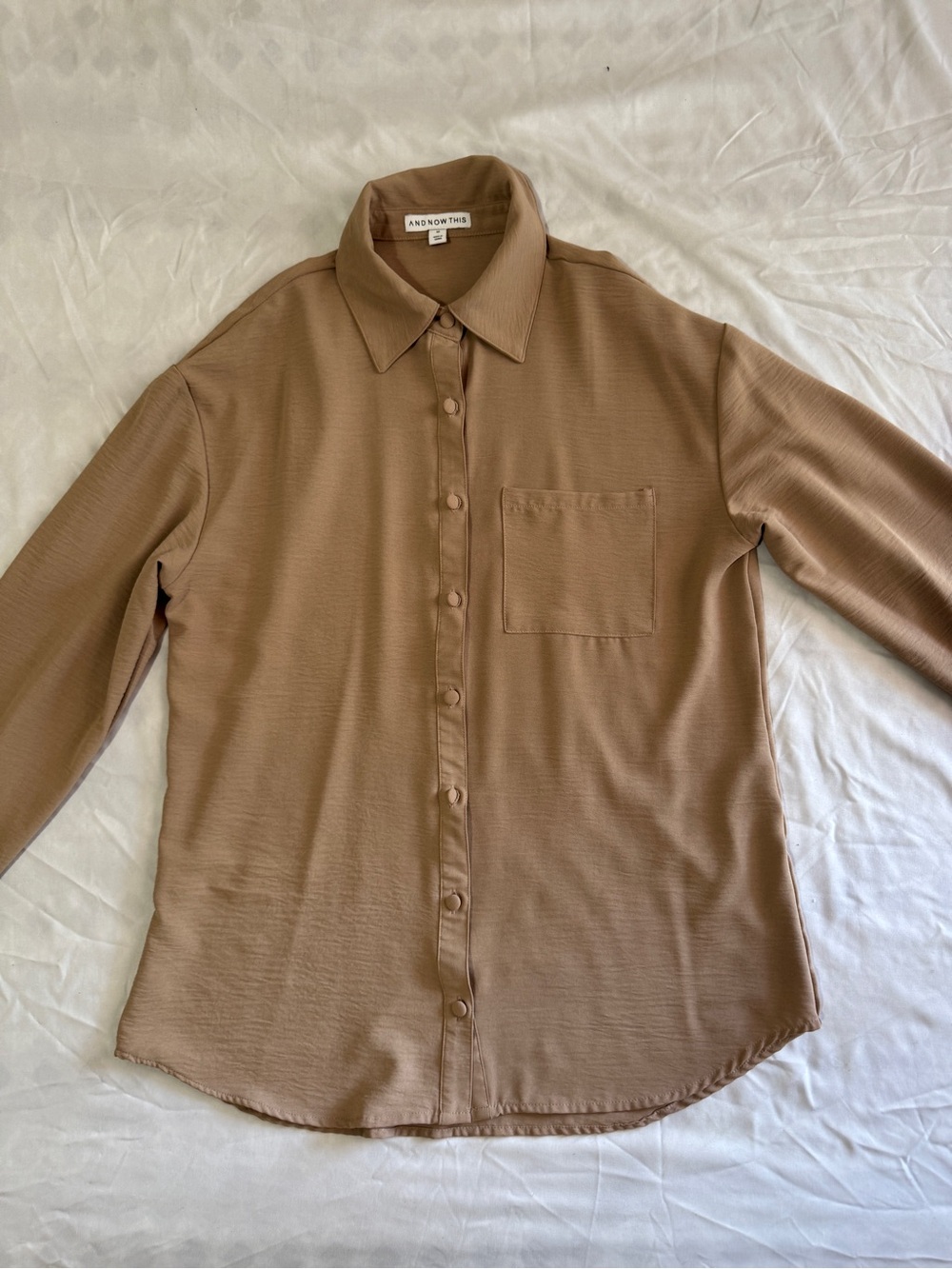 And Other Stories Women's Tan Button-Front Pocket Shirt